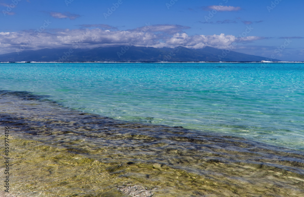 Blue Ocean Water Off Moorea French Polynesia Inside Coral Reef Blue Ocean Water Off Moorea French Polynesia Inside Coral Reef