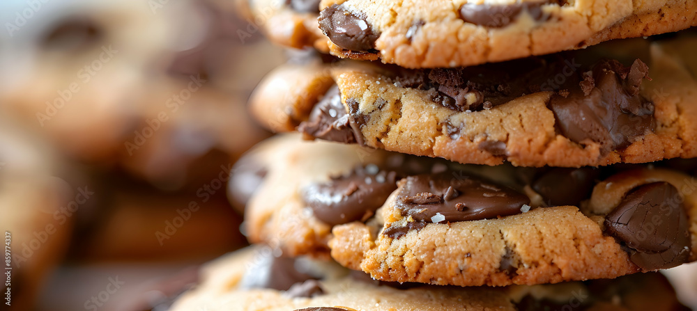 Close-up of fast food cookies showcasing detailed textures of the golden edges and gooey centers Close-up of fast food cookies showcasing detailed textures of the golden edges and gooey centers