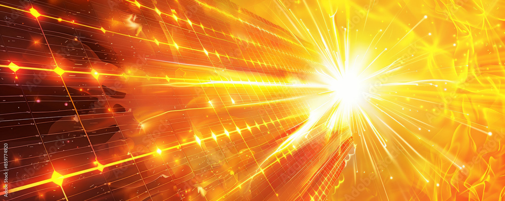 Solar energy background with a dynamic sunburst effect and stylized ...