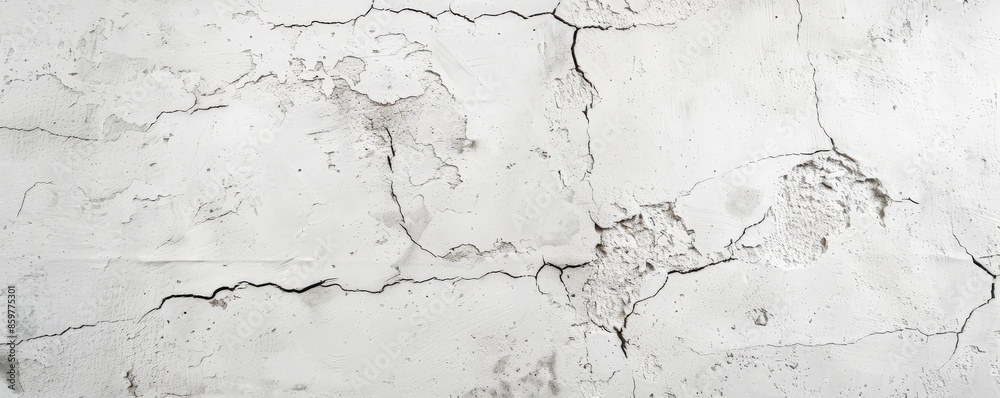 Obraz premium White Concrete Wall: A white concrete wall with subtle cracks and textures, providing an industrial and modern look.