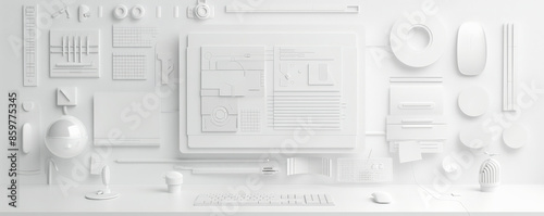 White Digital Interface: A sleek white digital interface with minimalist icons and elements, perfect for a tech-savvy look.