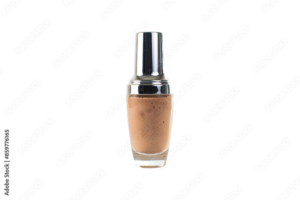 Glass bottle containing a pink liquid that is a cosmetic for skin care. Glass bottle for mock-up. Glass bottle containing a pink liquid that is a cosmetic for skin care. Glass bottle for mock-up.