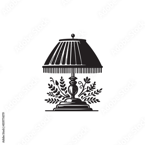 Black color table lamp silhouette vector