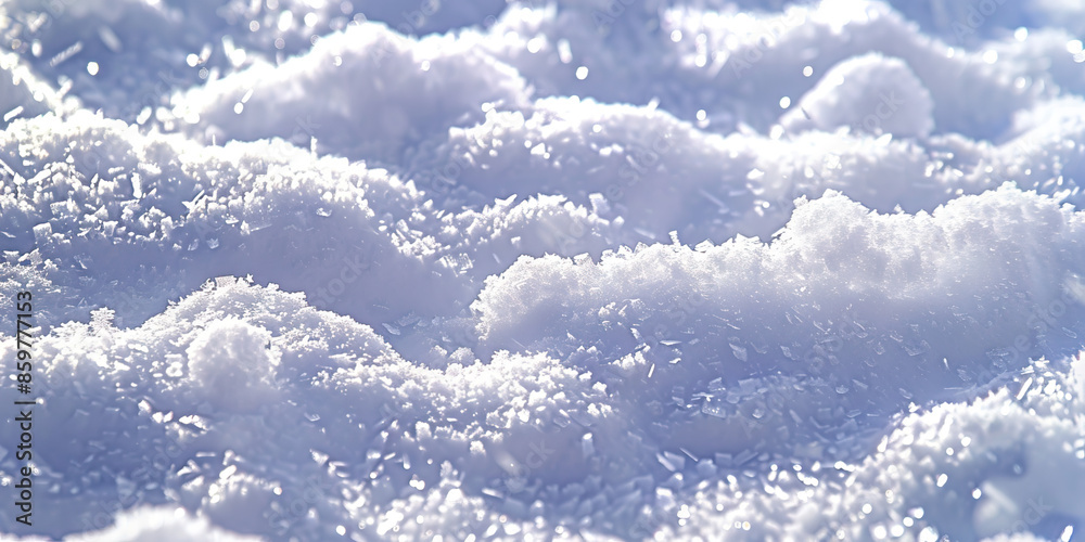 Obraz premium Mountain Snow: Close-Up Texture of Fresh Snowfall, Illustrating Crisp White Snowflakes and Winter Wonderland Aesthetics.