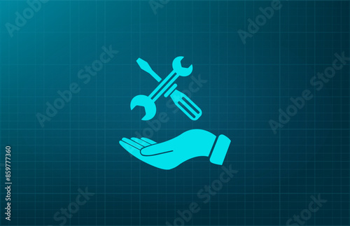 Vector illustration, blue background.