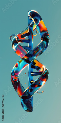 Ilustração do DNA em Dupla Hélice em uma Paleta de Cores Vibrantes photo