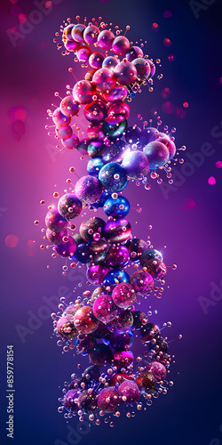 Ilustração do DNA em Dupla Hélice em uma Paleta de Cores Vibrantes photo