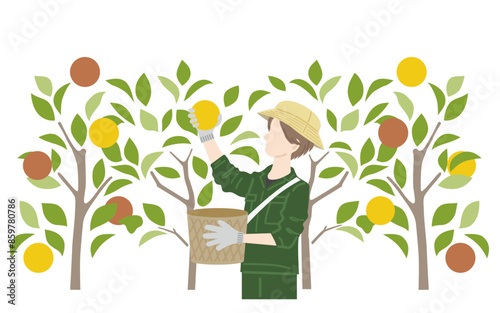 農業の仕事をしている男性のイラスト