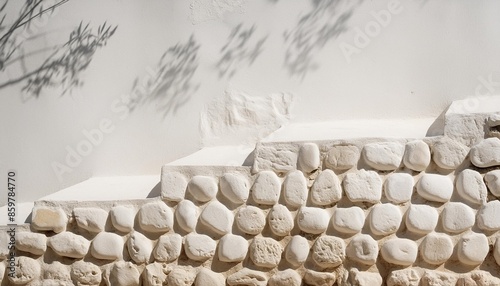 mediterranean uneven lime plaster limestone wall surface handmade texture of white concrete wall background panorama photo