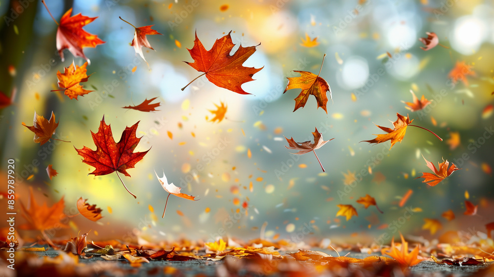Autumn leaf background falling from a tree Autumn leaf background falling from a tree