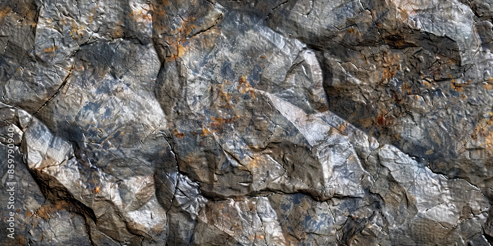 Mountain Stone: Close-Up Texture of Granite Rock, Exhibiting Veins and Mineral Deposits Mountain Stone: Close-Up Texture of Granite Rock, Exhibiting Veins and Mineral Deposits