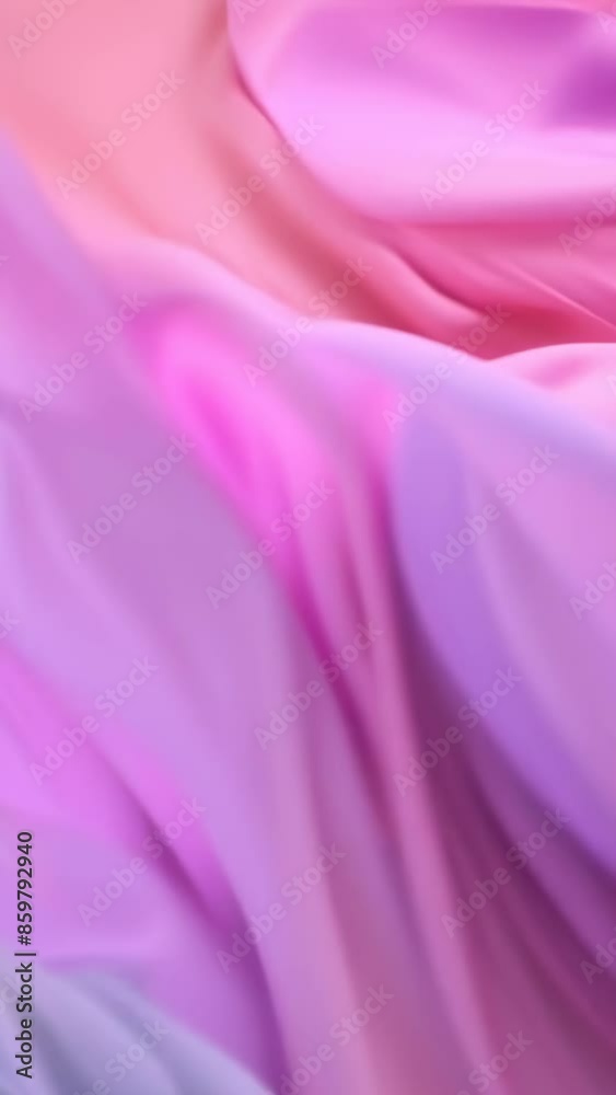 Close-up of silky fabric in flowing shades of pink, purple, and blue. The smooth texture and vibrant colors create a dreamy and soft visual. Photo taken in soft daylight. Close-up of silky fabric in flowing shades of pink, purple, and blue. The smooth texture and vibrant colors create a dreamy and soft visual. Photo taken in soft daylight.
