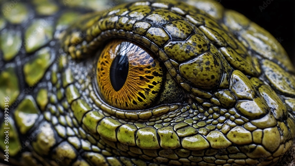 Close-up of a green iguana with wild eyes, scales, and skin, a reptile in the wild Close-up of a green iguana with wild eyes, scales, and skin, a reptile in the wild