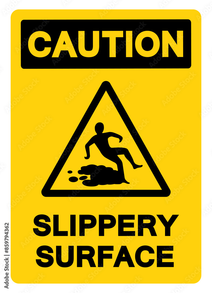 Caution Slippery Surface Symbol Sign,Vector Illustration, Isolate On White Background Label. EPS10 Caution Slippery Surface Symbol Sign,Vector Illustration, Isolate On White Background Label. EPS10