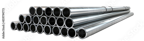 Galvanized Steel Scaffolding Tubes,. Isolated on a Transparent Background. Cutout PNG.