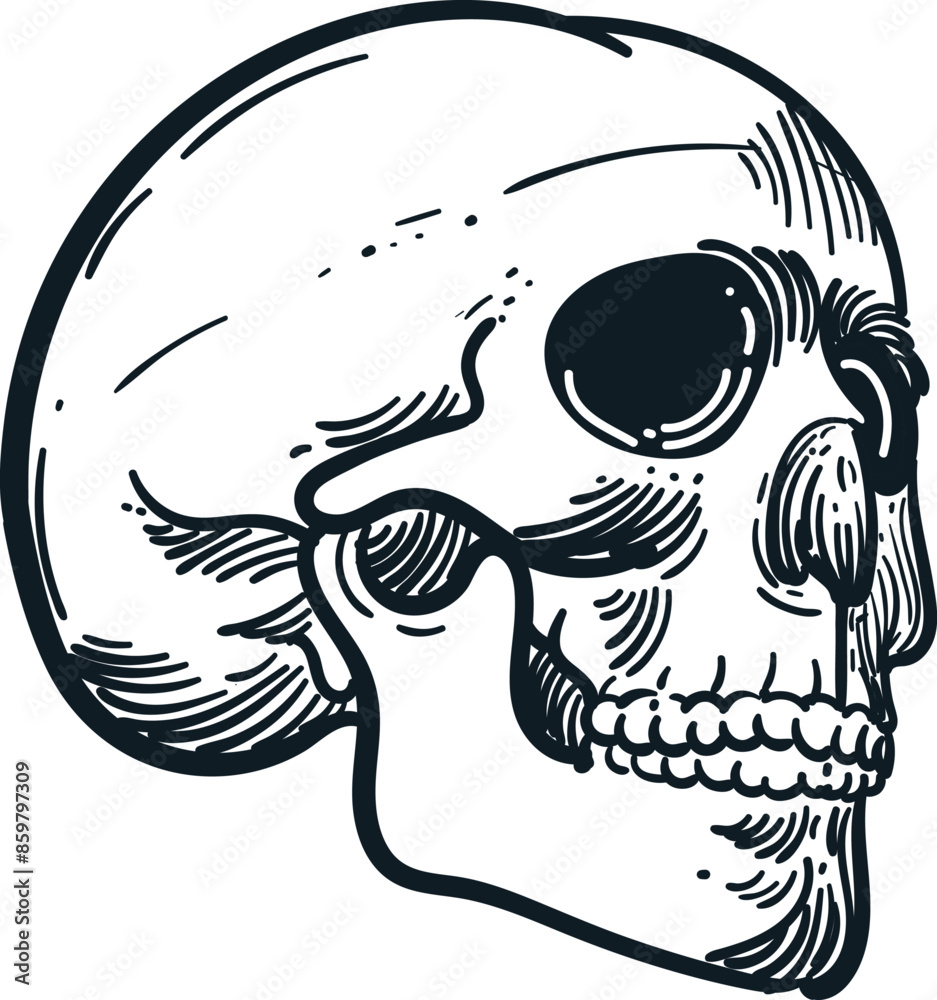 Obraz premium Vintage hand drawn sketch of skull head