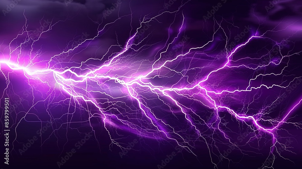Lightning, purple lightning background, dark sky with lightnings ...