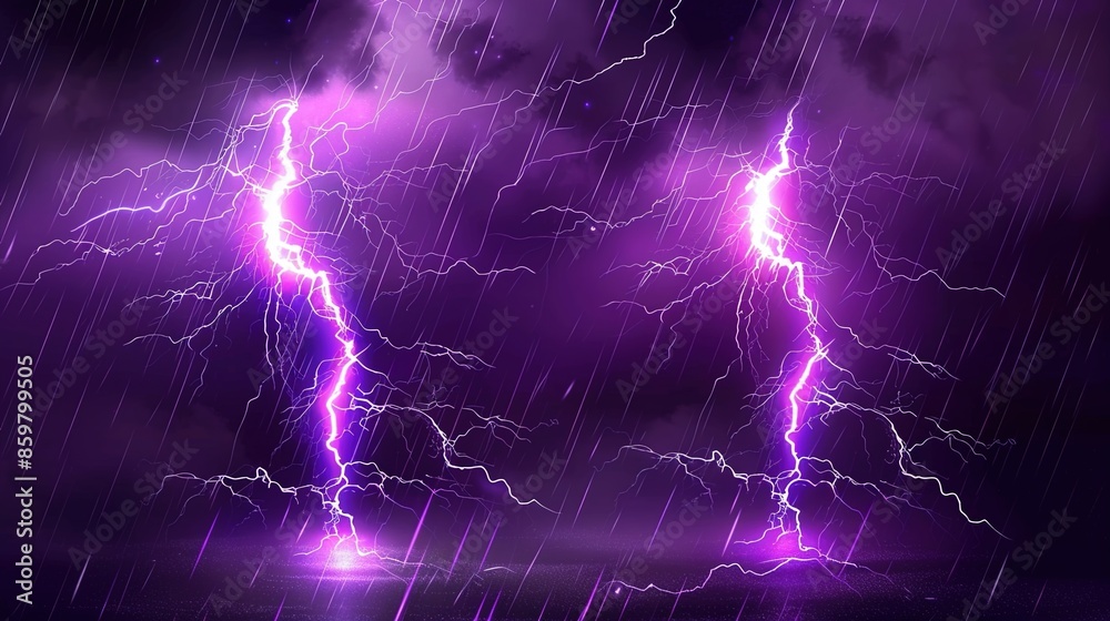 Lightning, purple lightning background, dark sky with lightnings ...