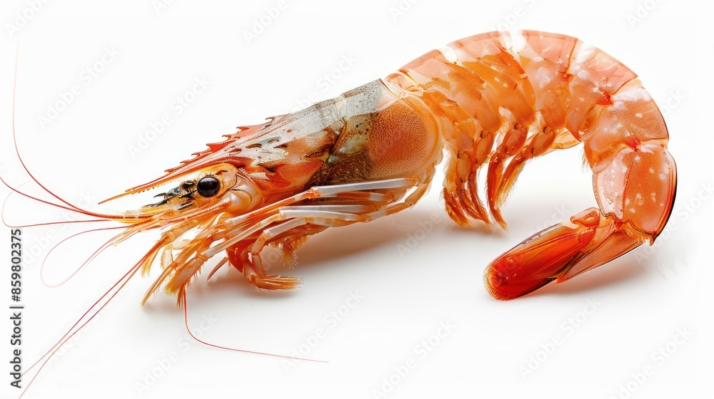 Freshly Caught Shrimp on White Background - Isolated Seafood for Culinary Projects Freshly Caught Shrimp on White Background - Isolated Seafood for Culinary Projects