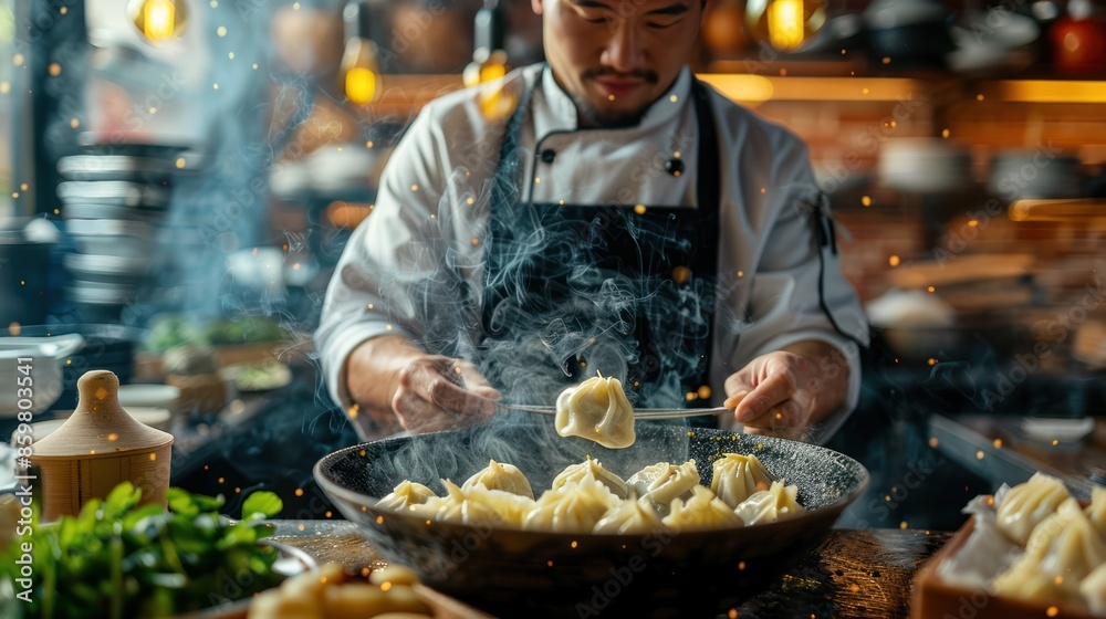 Exquisite Dumplings: Expertly Crafted by a Skilled Chef for Fine Dining in Chinese or Japanese Restaurant Concepts Exquisite Dumplings: Expertly Crafted by a Skilled Chef for Fine Dining in Chinese or Japanese Restaurant Concepts
