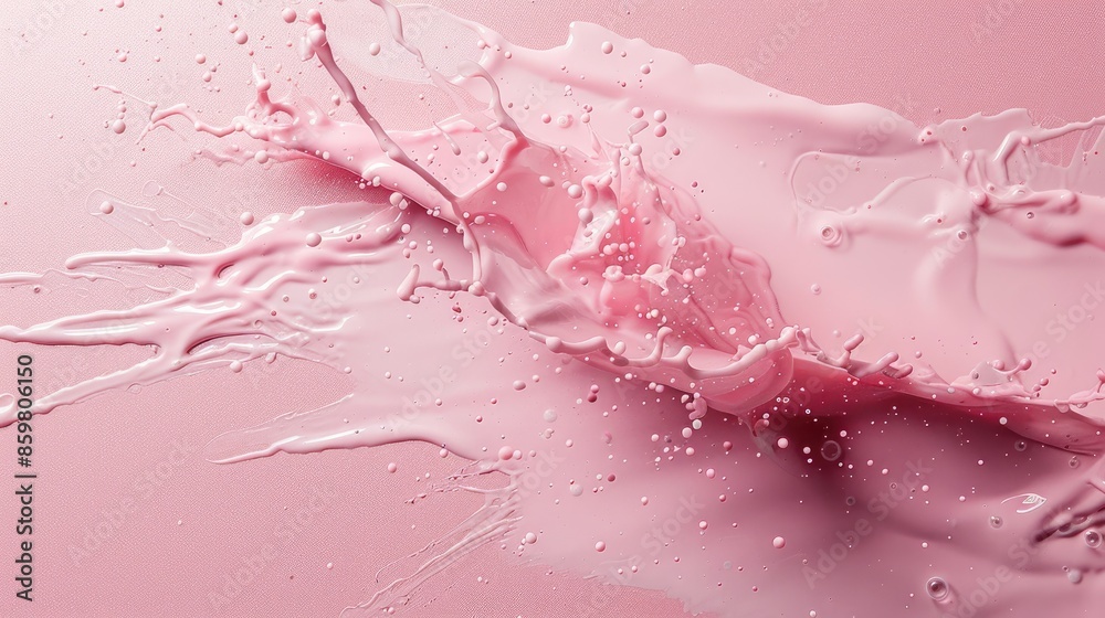 A splash of makeup or fragrance on a pink backdrop A splash of makeup or fragrance on a pink backdrop