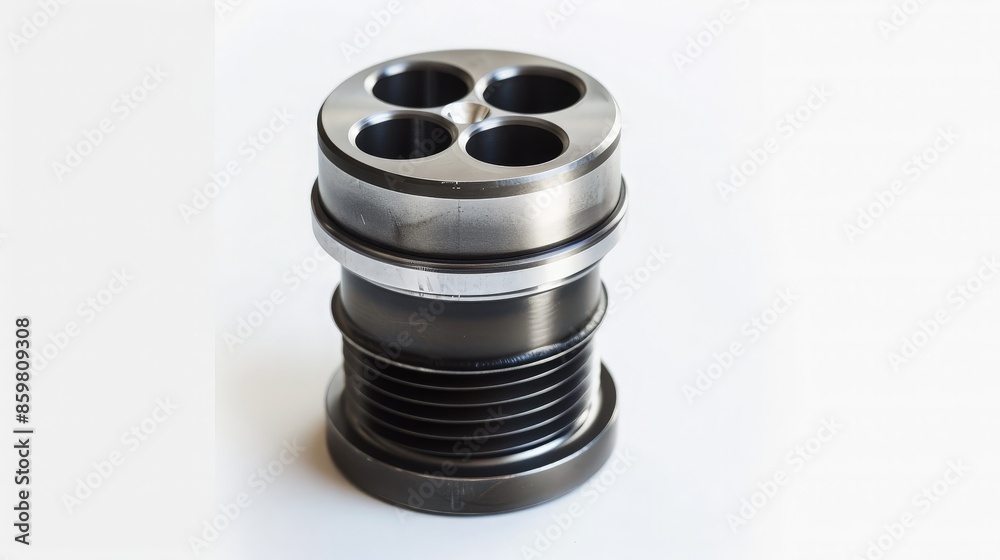 Close-Up of a Metallic Component with Four Circular Openings Close-Up of a Metallic Component with Four Circular Openings