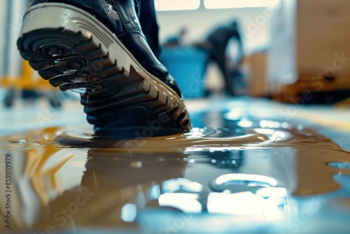 shoe on a sticky glue surface 