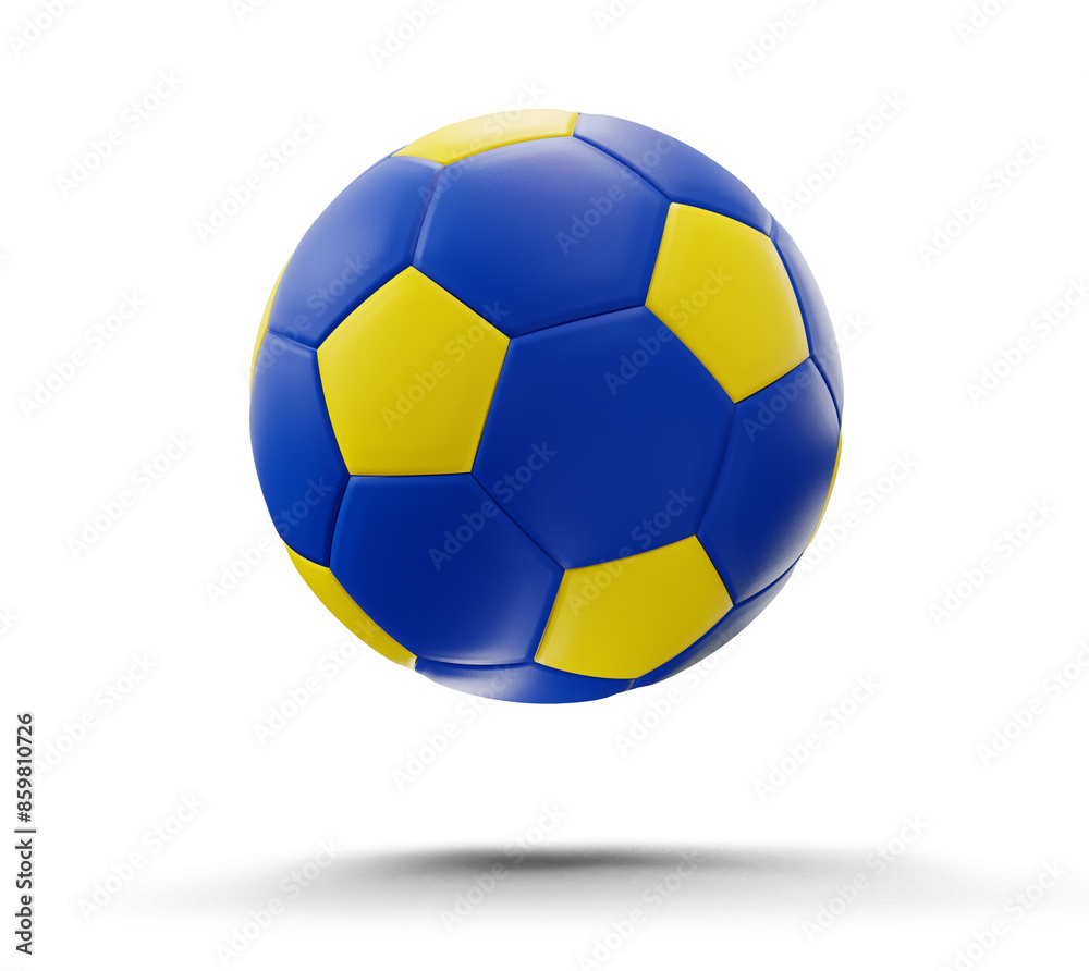 soccer ball in the colors of the flag of Europe, isolated 3d-illustration, shadow soccer ball in the colors of the flag of Europe, isolated 3d-illustration, shadow