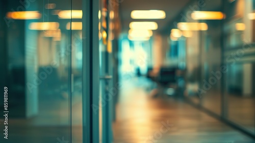 Wallpaper Mural Abstract Blurred Office Interior with Glass Walls Torontodigital.ca