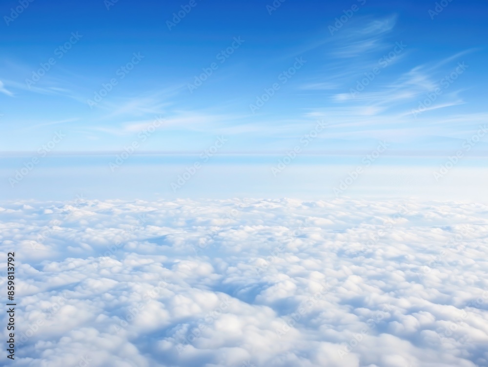 Serene Blue Sky above Fluffy White Cloudscape Serene Blue Sky above Fluffy White Cloudscape