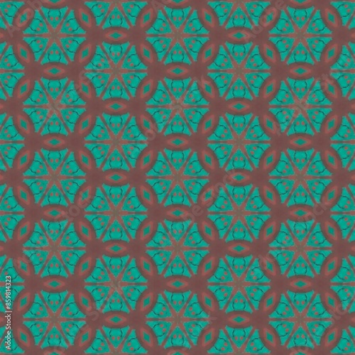 wallpaper or background Light green tone mixed with applied patterns light brown pastel color and a sea green hexagonal mesh pattern
