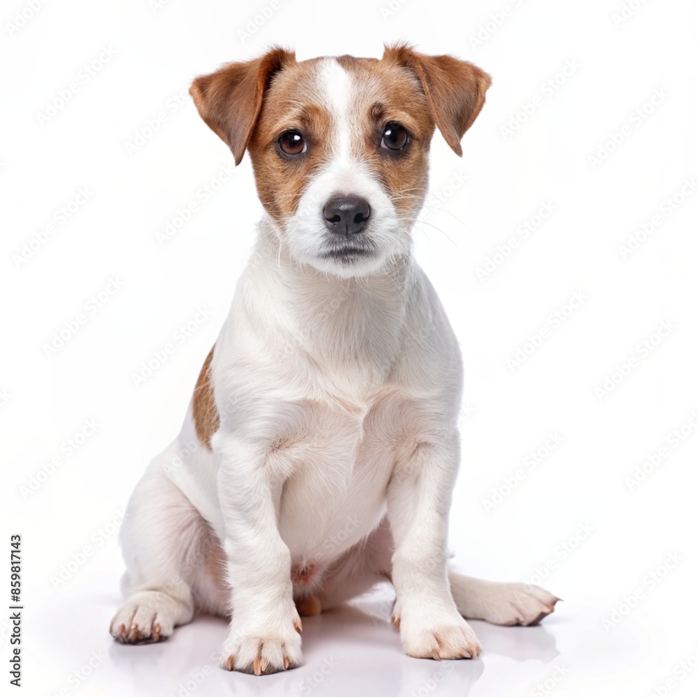 Small Jack Russell terrier sitting on white background. Small Jack Russell terrier sitting on white background.