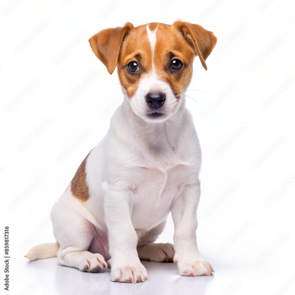 Small Jack Russell terrier sitting on white background. Small Jack Russell terrier sitting on white background.