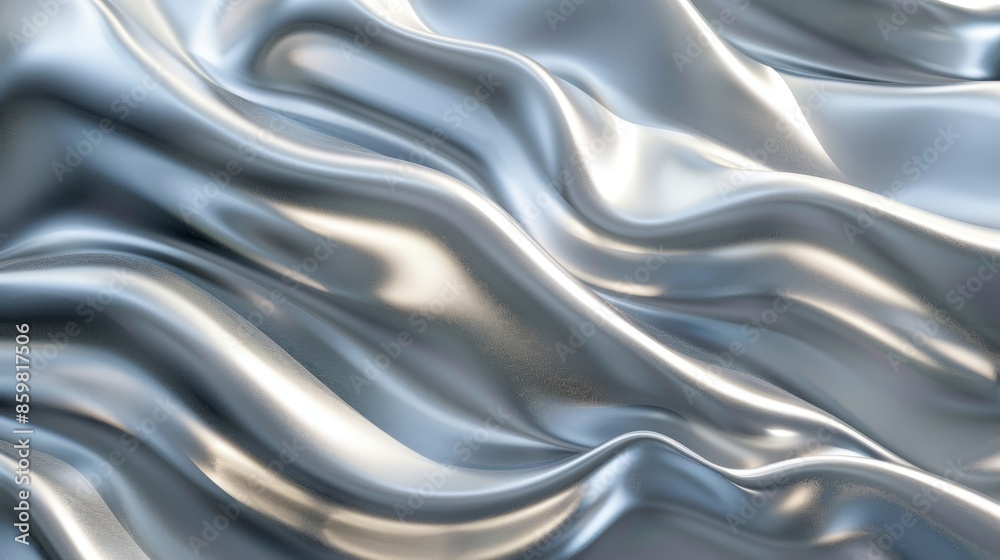 Abstract silver fabric with flowing, wavy texture. Abstract silver fabric with flowing, wavy texture.