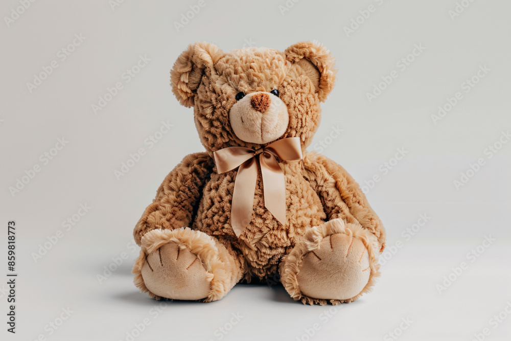 a teddy bear sitting on a white surface a teddy bear sitting on a white surface