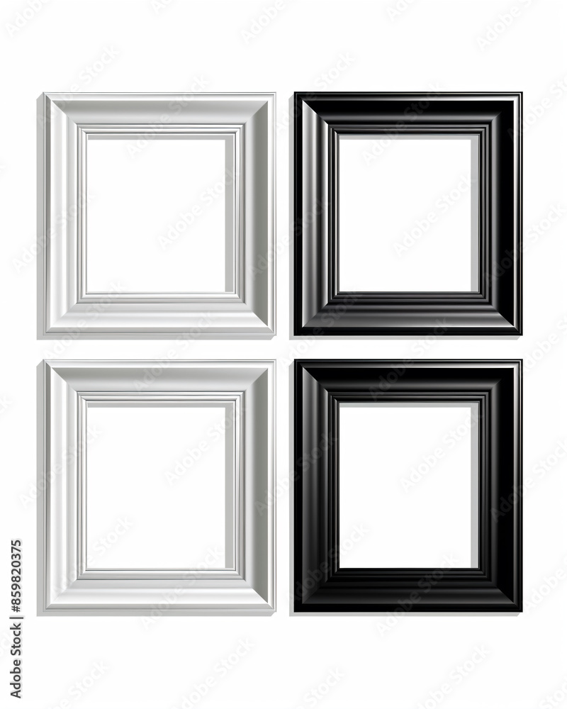 a set of four black and white picture frames a set of four black and white picture frames