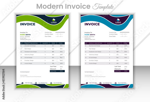 Professional and modern invoice template design