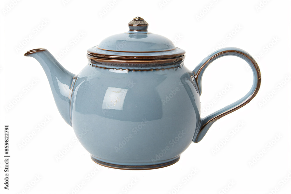 a blue tea pot with a lid on a white background a blue tea pot with a lid on a white background