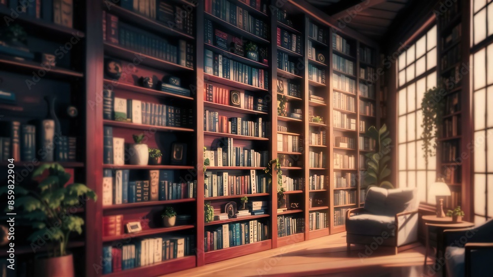 library shelves with books library shelves with books