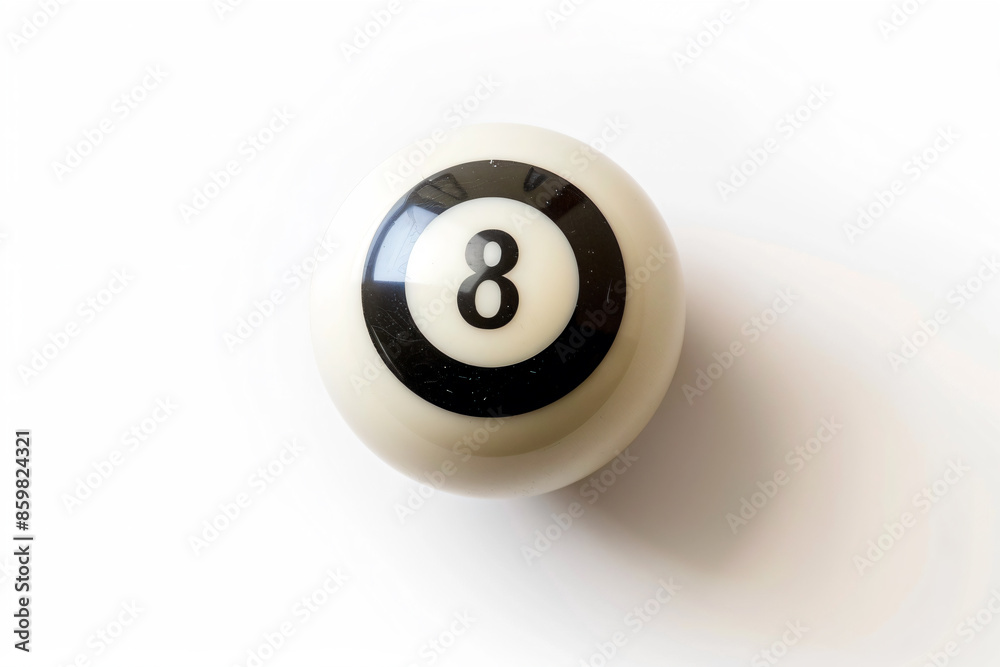 a white ball with a black eight on it