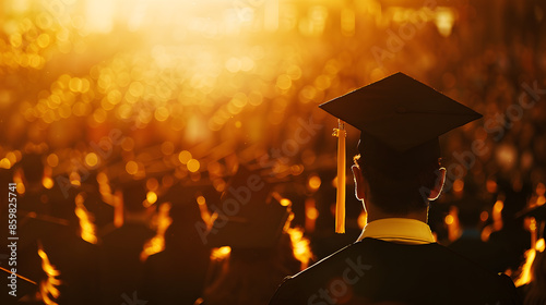 graduation ceremony university college graduate inspiring emotional cap gown crowded background achievement celebration pride accomplishment hope future education students success celebrate job search
