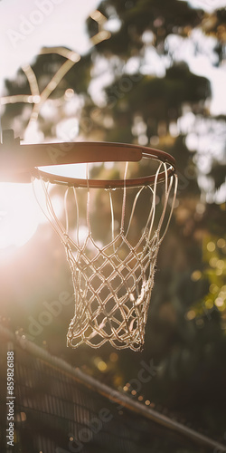 Cesta de basquete ao pôr do sol photo