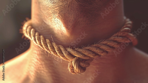Tobacco is the noose that tightens around health: Visualize a noose tightening around a person's neck, symbolizing the constricting effect of tobacco on cardiovascular health photo