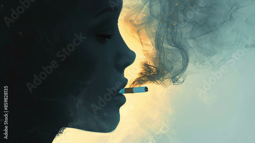 Tobacco is the shadow that darkens life's light: Visualize a person's shadow growing larger and darker, symbolizing how smoking can overshadow and diminish the quality of life