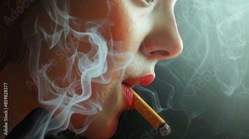 Smoking is the insidious whisper that lures to addiction: Visualize a person being tempted by a whispering figure, symbolizing the addictive nature of smoking