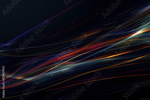 Vibrant Abstract Light Trails: Digital Art, Neon Waves, Nightscape, Modern Design, High-Resolution, Colorful Lines, Dynamic Motion, Futuristic, Visual Aesthetics, Creative Wallpaper