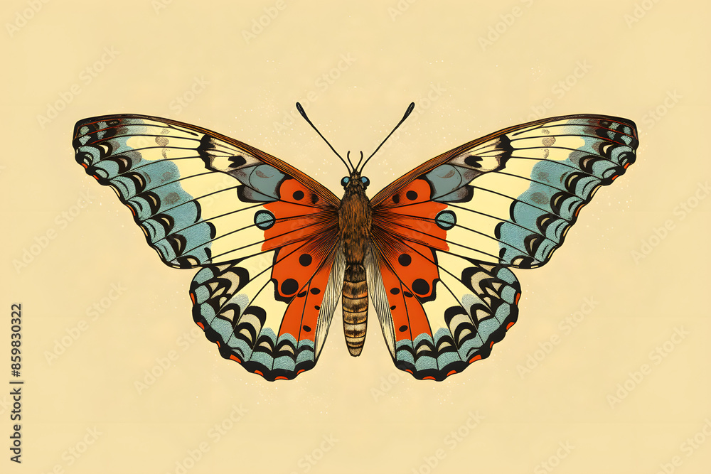 Obraz premium vintage style illustrated butterfly, butterfly illustration animal