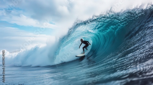 Surfer Inside a Barrel Wave.