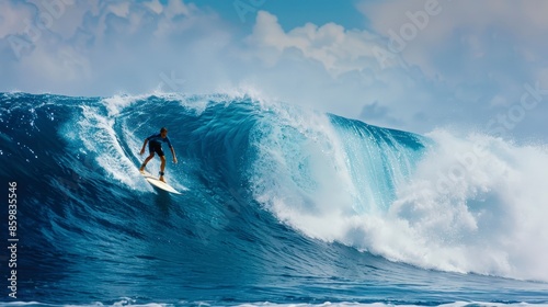 Surfer riding a giant wave.