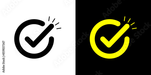 Pop highlighting check mark sign symbol. Checkbox icon.